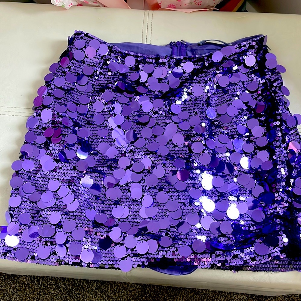 Purple sequin mini skirt